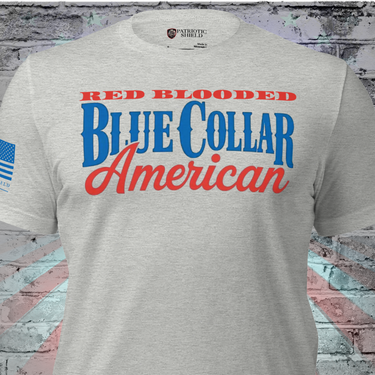 Red Blooded Blue Collar American T-Shirt Patriotic Apparel